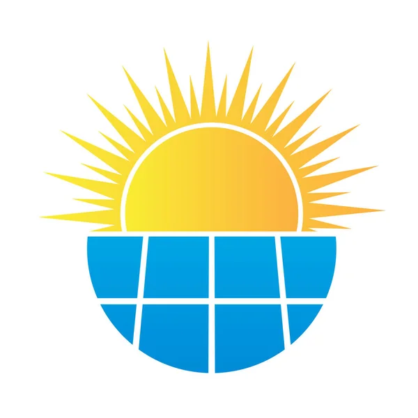 Sonnenkollektor Sonne Logo Vorlage Energie Sparen Ökostrom Und Natürliche Elektrizität — Stockvektor