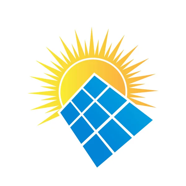 Sonnenkollektor Sonne Logo Vorlage Energie Sparen Ökostrom Und Natürliche Elektrizität — Stockvektor