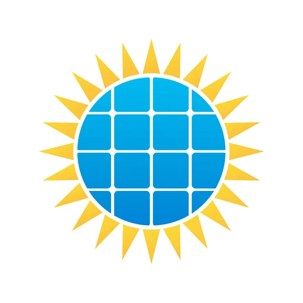 太阳能电池板太阳标志模板 节约能源 绿色能源和自然太阳能电池 — 图库矢量图片