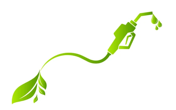 Zielona Koncepcja Biopaliwa Liściem Dyszy Paliwowej Kropla Naturalnej Energii Wektor — Wektor stockowy