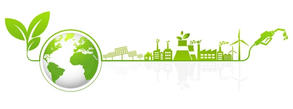 Grön Ekologi Stad Miljövänlig — Stock vektor