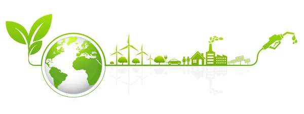 Ecologia Verde Cidade Ambientalmente Amigável —  Vetores de Stock