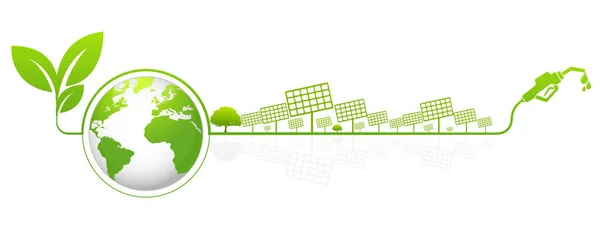 Ecología Verde Ciudad Respetuosa Con Medio Ambiente — Vector de stock