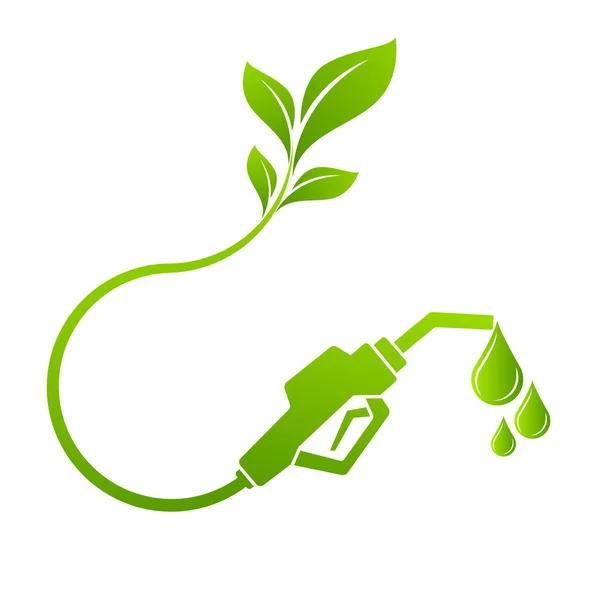Зеленая Концепция Биотоплива Заправкой Листа Сопла Падение Концепции Природной Энергии — стоковый вектор