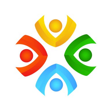 Topluluk tasarımı ilham vektörü şablonu, Sosyal ilişki ve ikon, evlat edinme bakım logosu konsepti, simge sembolü