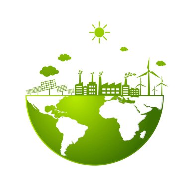 Sürdürülebilir enerji gelişimi için ekoloji kavramı ve Çevresel, Banner tasarım unsurları, Vektör illüstrasyonu