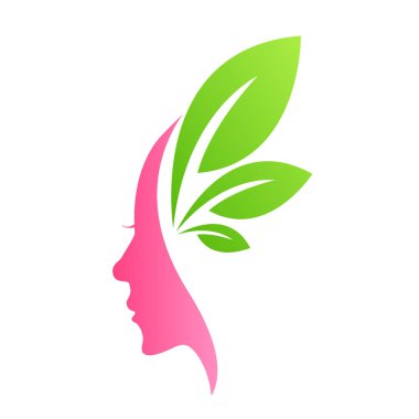 Yapraklar içinde kadın yüzü, Güzellik Salonları ve Spa için tasarım