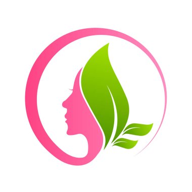 Yapraklar içinde kadın yüzü, Güzellik Salonları ve Spa için tasarım