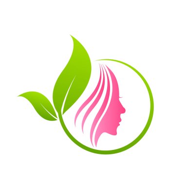 Yapraklar içinde kadın yüzü, Güzellik Salonları ve Spa için tasarım