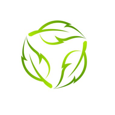 Döngü ok simgesi Eko üç yeşil yaprakla sıfırlandı