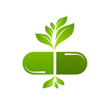 Tıbbi bitkisel eczane ikonu vektör çizim şablonu