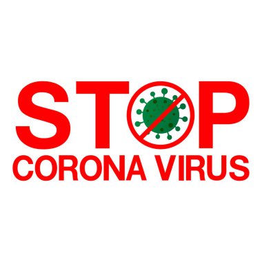 COVID-19 ile savaşmak için Favilavir antiviral ilaç, soyut virüs modeli Novel coronavirus 2019-nCoV kırmızı STOP işareti ile çizilmiş