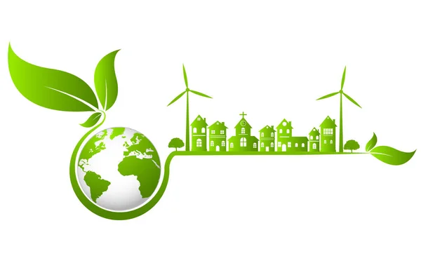 Conceito Ecologia Ambiental Elementos Design Bandeira Para Desenvolvimento Sustentável Energia —  Vetores de Stock