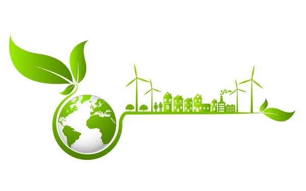 Sürdürülebilir enerji gelişimi için ekoloji kavramı ve Çevresel, Banner tasarım unsurları, Vektör illüstrasyonu