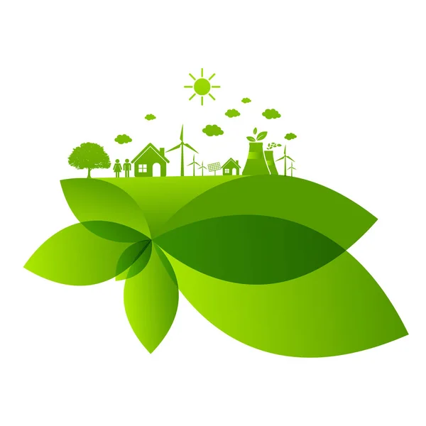 Ecologisch Concept Milieu Banner Design Elementen Voor Duurzame Energieontwikkeling Vector — Stockvector