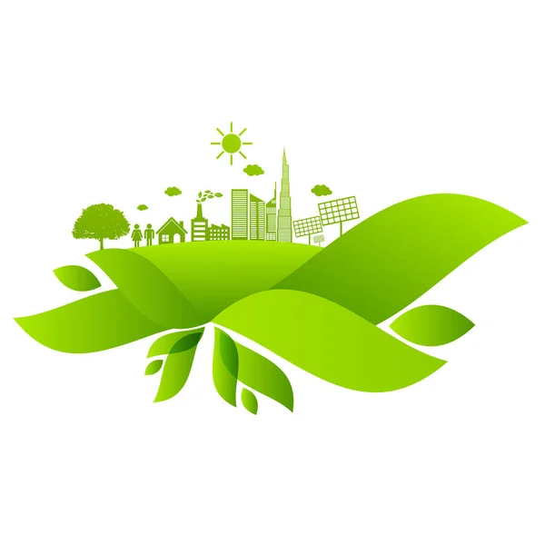 Sürdürülebilir enerji gelişimi için ekoloji kavramı ve Çevresel, Banner tasarım unsurları, Vektör illüstrasyonu