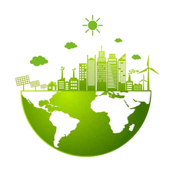 Ecologisch Concept Milieu Banner Design Elementen Voor Duurzame Energieontwikkeling Vector — Stockvector