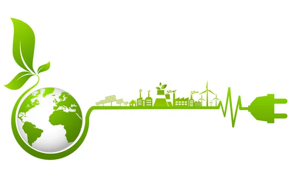 Concetto Ecologia Ambiente Banner Design Elements Sustainable Energy Development Illustrazione — Vettoriale Stock