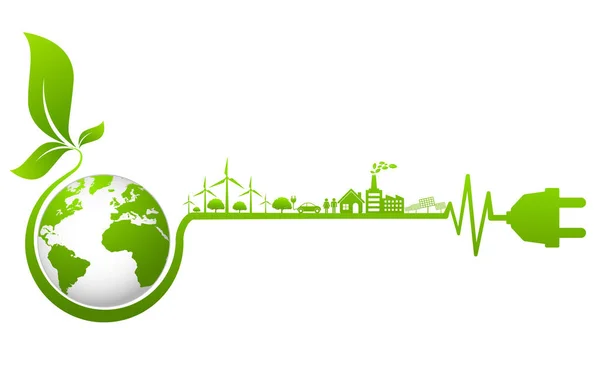 Concepto Ecología Medio Ambiente Elementos Diseño Banners Para Desarrollo Energético — Vector de stock