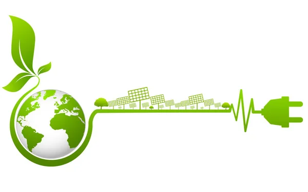 Ecologisch Concept Milieu Banner Design Elementen Voor Duurzame Energieontwikkeling Vector — Stockvector