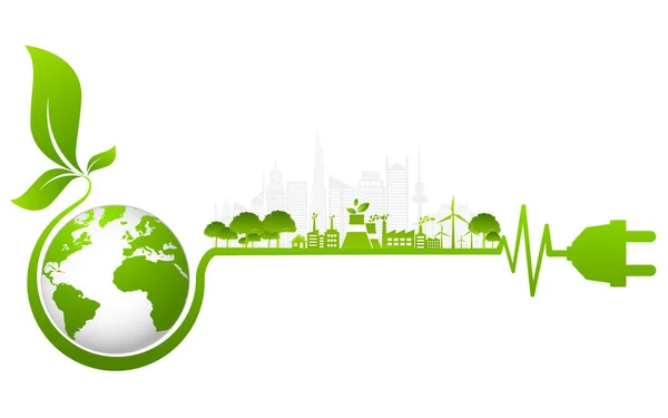 Ekologický Koncept Environmentální Prvky Bannerové Prvky Pro Udržitelný Rozvoj Energie — Stockový vektor