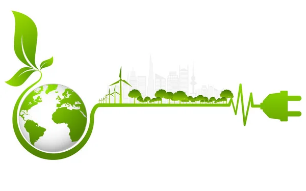 Ecologisch Concept Milieu Banner Design Elementen Voor Duurzame Energieontwikkeling Vector — Stockvector