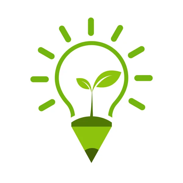 灯泡绿色生态图标设计模板矢量图解 — 图库矢量图片