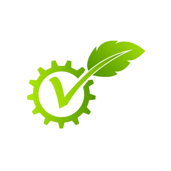 Comprobar Hoja Icono Diseño Vector Comprobar Madera Verde Comprobar Icono — Vector de stock
