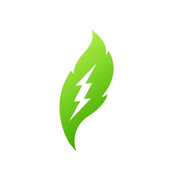 Green Power Energy Design Elemento Thunder Icona Vettoriale — Vettoriale Stock