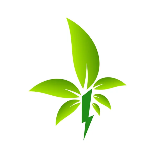 Green Power Energy Design Elemento Trueno Icono Del Vector — Vector de stock