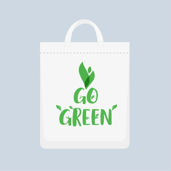 Eco Canvas Tasche Nein Plastiktüten Verbotslogo Und Textilhandtaschen — Stockvektor