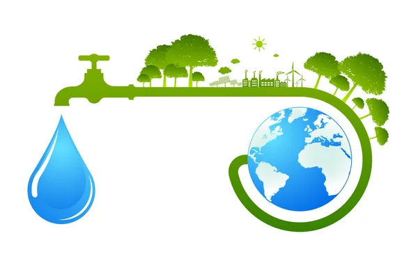 World Water Day Nature Concept เวกเตอร — ภาพเวกเตอร์สต็อก