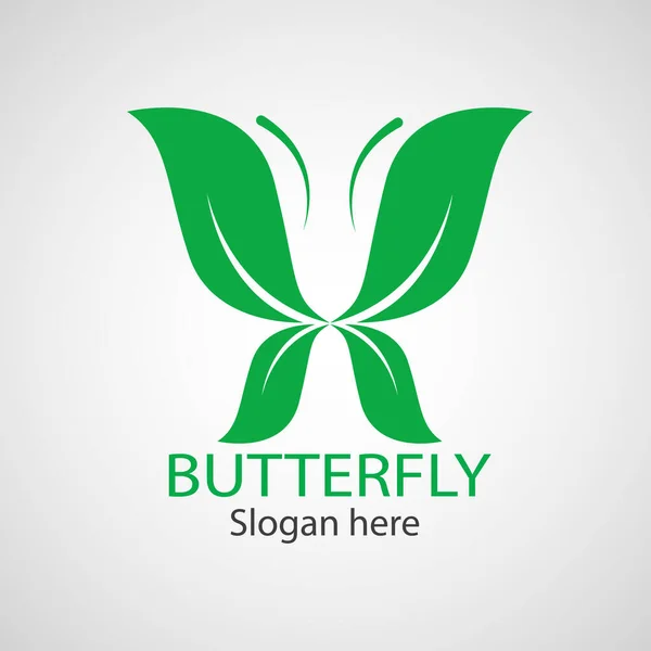 緑蝶の葉テンプレートアイコンベクトル — ストックベクタ