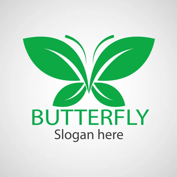 緑蝶の葉テンプレートアイコンベクトル — ストックベクタ