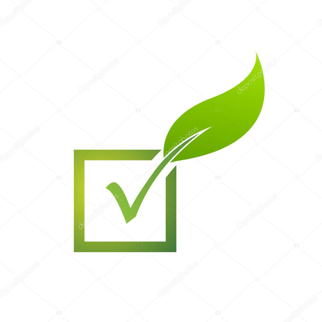 Check leaf icon design vector, check wood green check audit icon.