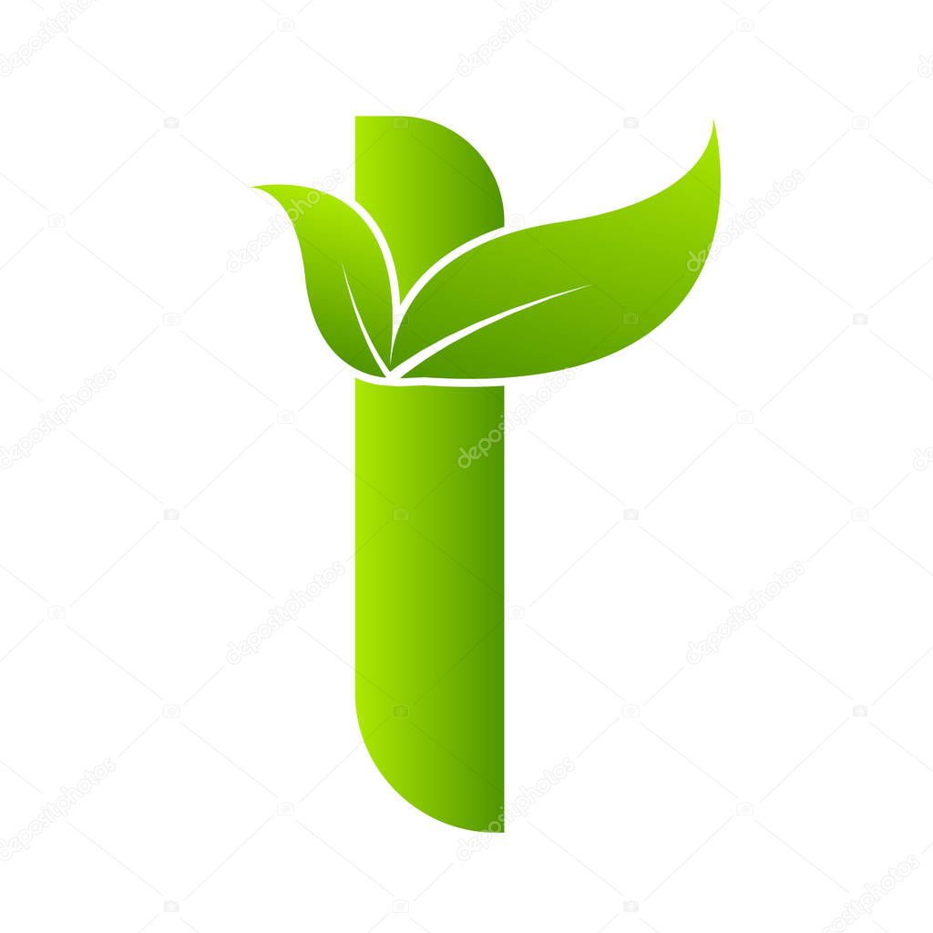 Letter I with leaf element, Ecology concept