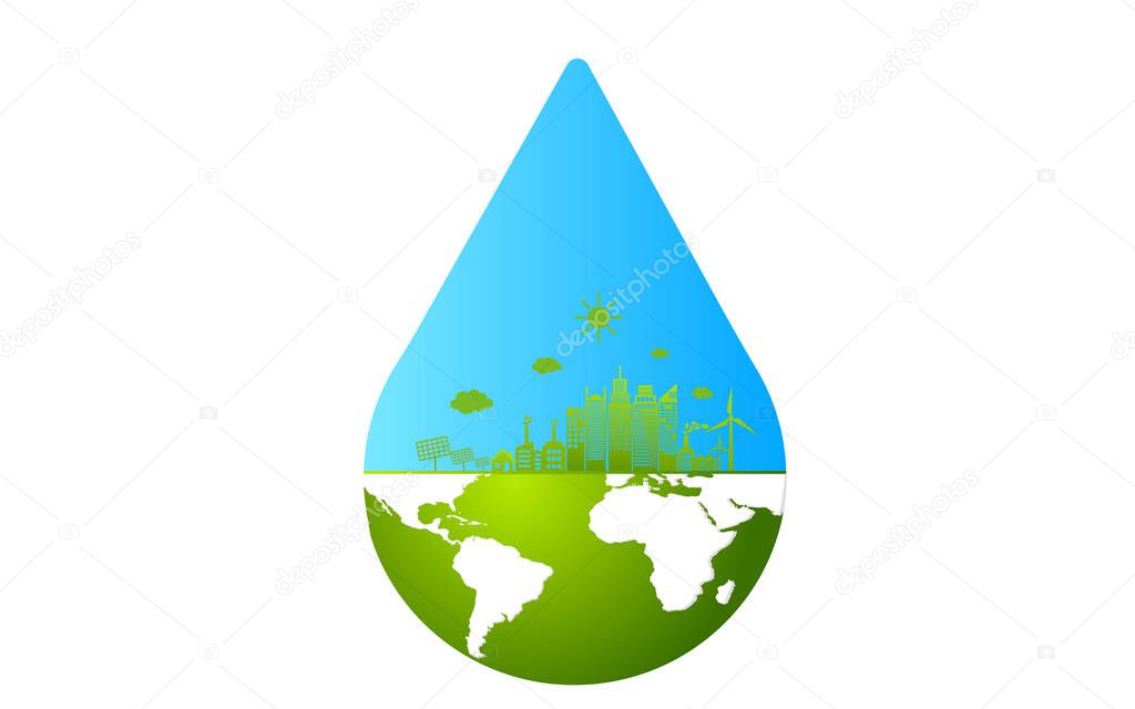 World Water Day Save Nature Concept Stock Vector