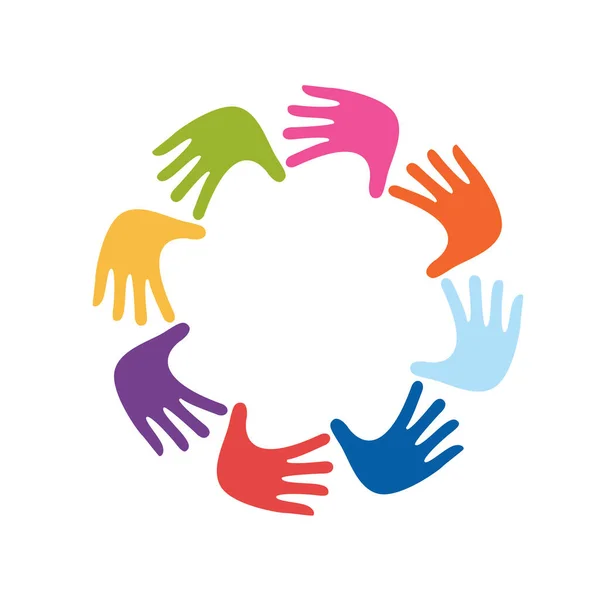Hand Colorful Creative Connection Teamwork — Stock Vector