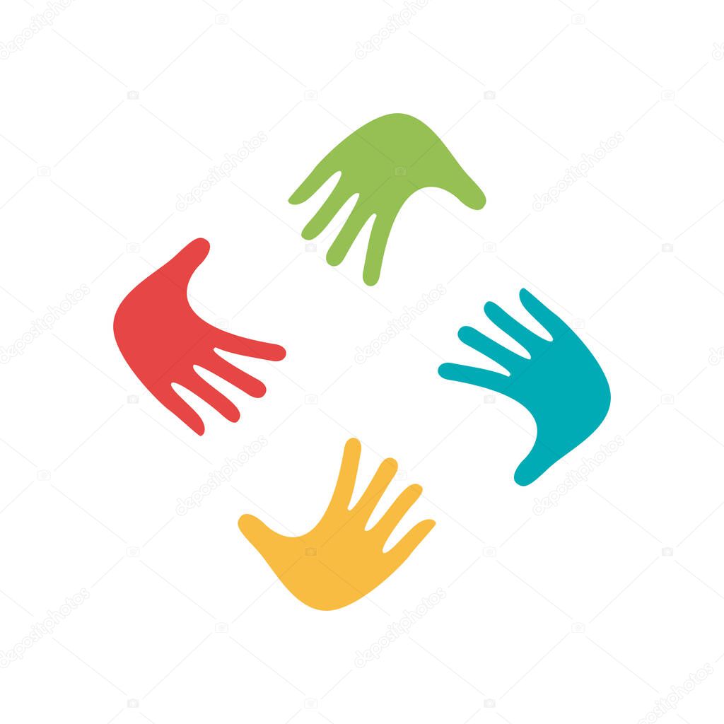 Hand Colorful Creative Connection with Teamwork