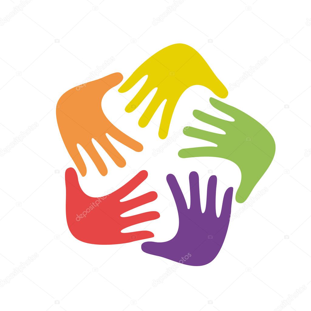 Hand Colorful Creative Connection with Teamwork