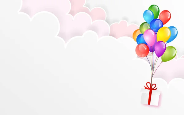 Latające Wektorowe Balony Świąteczne Błyszczące Błyszczącymi Balonami Wakacyjną Wieś Niebie — Wektor stockowy