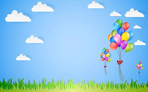 Volar Globos Festivos Vector Brillante Con Globos Brillantes Para Campo — Archivo Imágenes Vectoriales