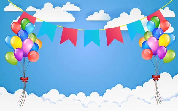 Volar Globos Festivos Vector Brillante Con Globos Brillantes Para Campo — Archivo Imágenes Vectoriales