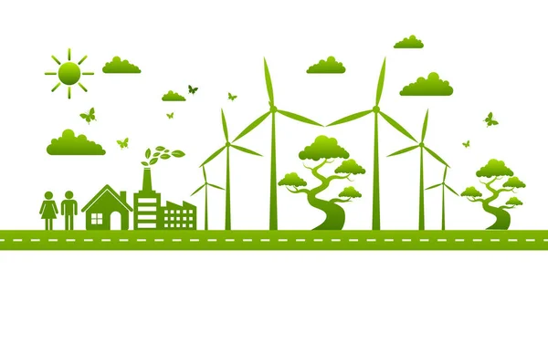 Ecologisch Concept Milieu Banner Design Elementen Voor Duurzame Energieontwikkeling Vector — Stockvector