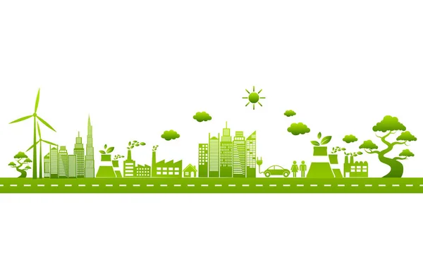 Ecologisch Concept Milieu Banner Design Elementen Voor Duurzame Energieontwikkeling Vector — Stockvector