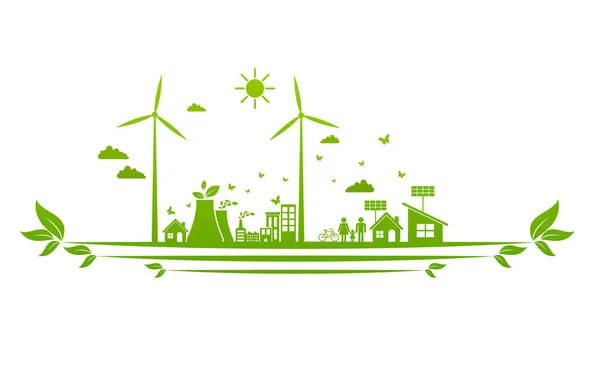 Sürdürülebilir enerji gelişimi için ekoloji kavramı ve Çevresel, Banner tasarım unsurları, Vektör illüstrasyonu