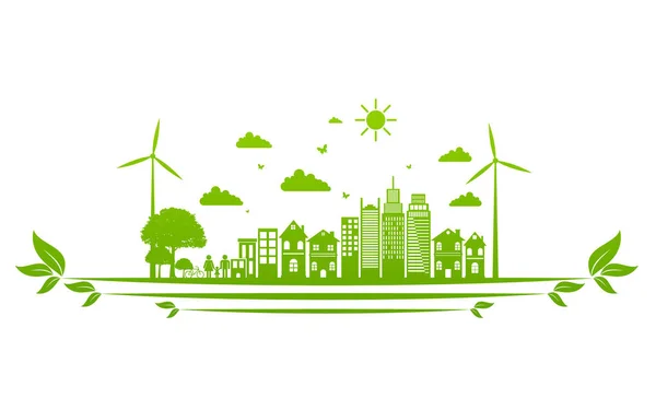 Sürdürülebilir enerji gelişimi için ekoloji kavramı ve Çevresel, Banner tasarım unsurları, Vektör illüstrasyonu