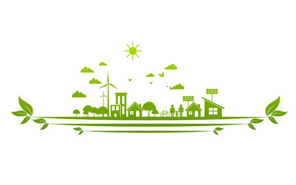 Sürdürülebilir enerji gelişimi için ekoloji kavramı ve Çevresel, Banner tasarım unsurları, Vektör illüstrasyonu