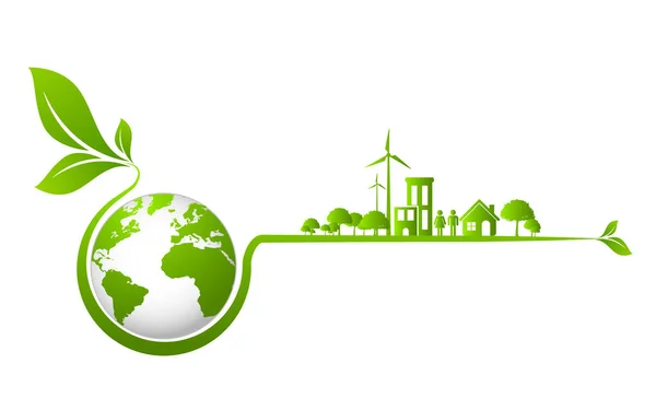 Conceito Ecologia Ambiental Elementos Design Bandeira Para Desenvolvimento Sustentável Energia — Vetor de Stock