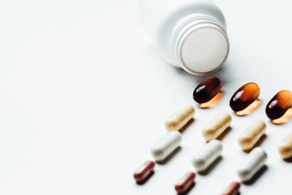 Gyógyszerek Tabletták Vitaminok Tabletták Egészség Makro Opioid Járvány Fájdalomcsillapítók Kábítószerrel — Stock Fotó